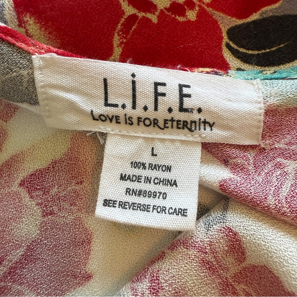 L.I.F.E. Love Is For Eternity Floral Kimono Duster Oversized L - Picture 3 of 9